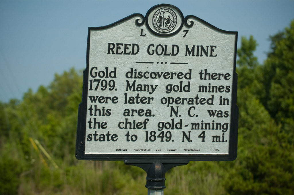 a picture of the Reed Gold Mine sign